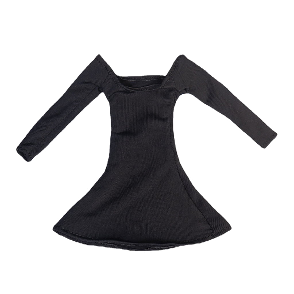 1/6 Women Black Latex Swimuear Dress Skirt Clothing F 12" Action Figure Body Toy 