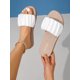 thumbnail image 1 of Women Ruched Design Single Band Slides, Vacation White Slides, 1 of 5
