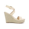 thumbnail image 3 of BLISSFUL STEP Women's Shoes Espadrille Wedge Slingback Crisscross Sandals Beige 7.5, 3 of 8