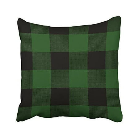 Black Buffalo Check Pillow WinHome Decorative Rustic Green And Black Buffalo Check Plaid Pillow Case Size 18x18 inches Two Side ()