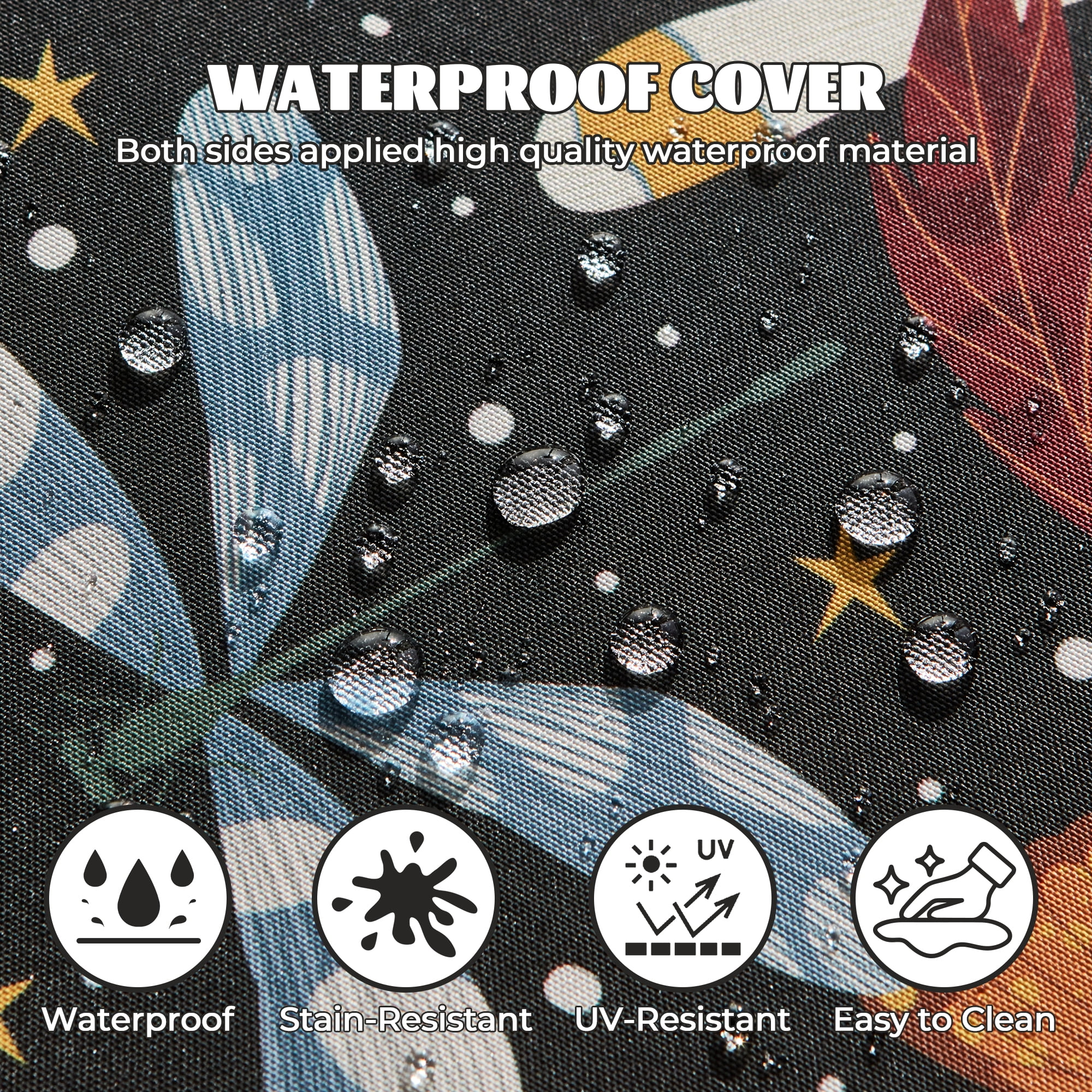 UNIKOME 4-Pack Outdoor Patio Chair Cushions, Water-Resistant Square Foam Seat Pads with Ties, 18.5 x 16 x 3 inch, Yellow Floral