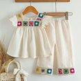 thumbnail image 2 of XZNPDUCQ Girls Short Outfits Summer Toddler Girls Elastic Shorts Short Sleeve T-shirt 2 Pcs Summer Short Set kids For 6 12 18 24 Months 2T 3T 4T 5T Dailywear White，3-6 Months, 2 of 4