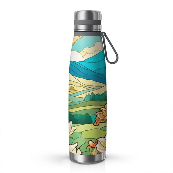 29oz Insulated Water Bottle with Tea Infuser, Stainless Steel Travel Mug, Floral Flower Print