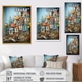 thumbnail image 4 of Designart "Modern Collage Fishing Village Life III" Coastal Framed Wall Art - Coastal Blue Coastal Windows Bedroom Framed Canvas Wall Art, 4 of 6