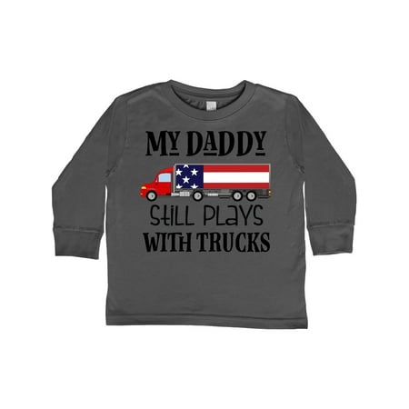 

Inktastic Daddy Plays With Trucks Gift Toddler Boy or Toddler Girl Long Sleeve T-Shirt