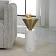 thumbnail image 2 of Uttermost Top Hat Contemporary Marble and Steel Drink Table in Brass/White, 2 of 3