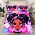 thumbnail image 2 of Afro Bed Sheets Set American African Princess Magical Sheet Set Gamer Black Hair Sheets Full,Kawaii Room Decor Teens, 2 of 5