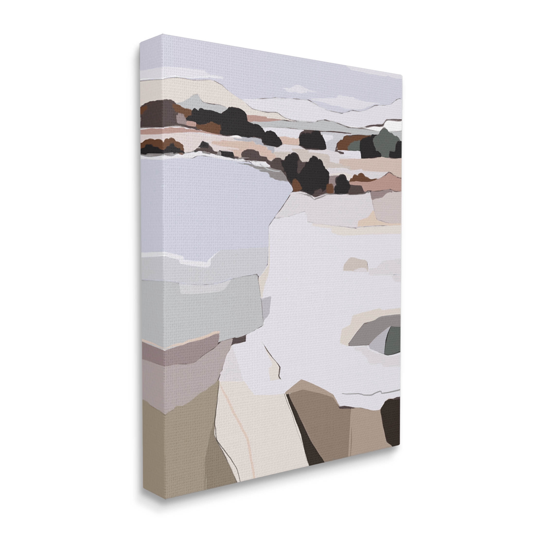 Stupell Industries Abstract Lake Cliffs Landscape Painting Graphic Art Gallery Wrapped Canvas Print Wall Art, Design by Nikita Jariwala