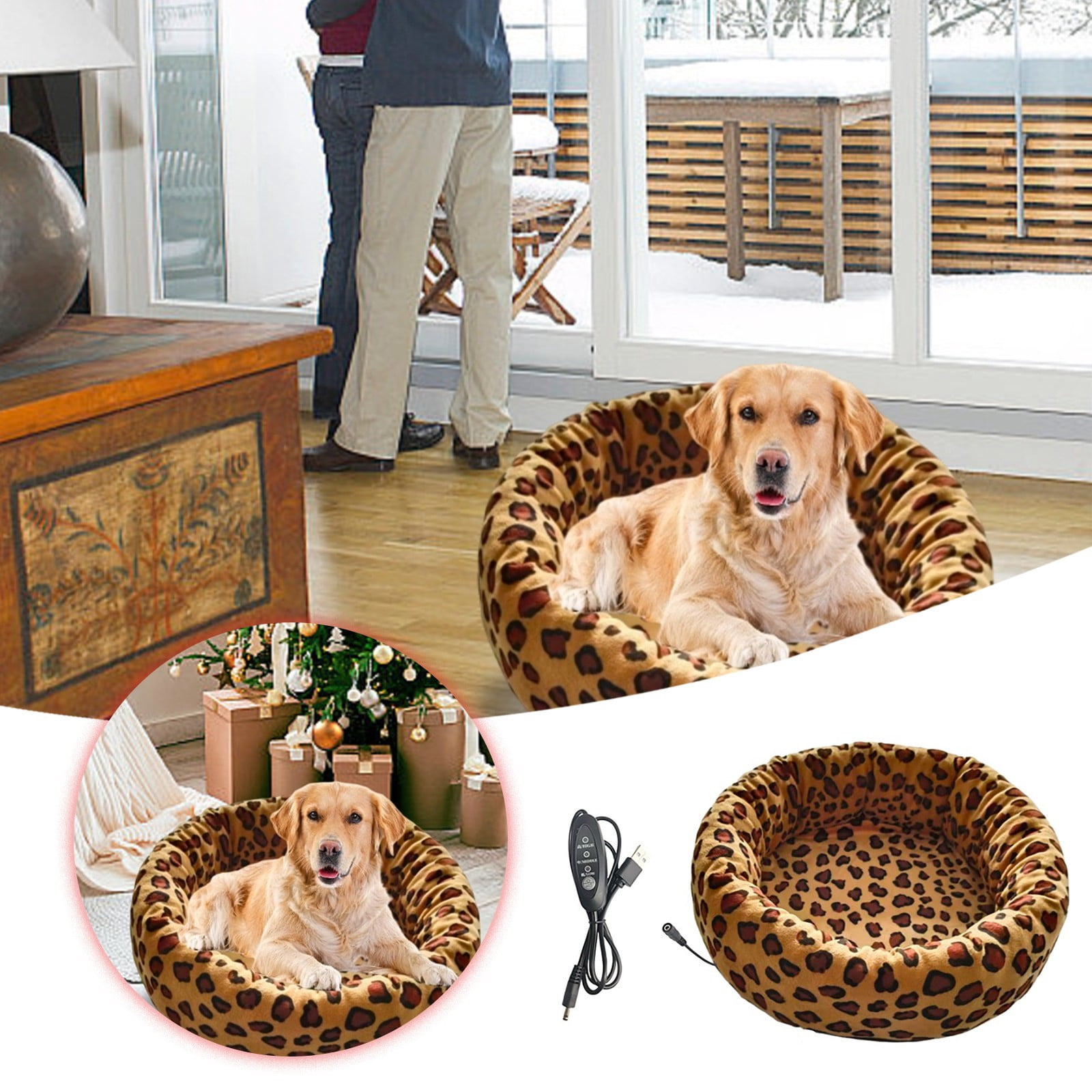 Indoor Heated Pet Bed for Cats and Small Dogs, 15.7x15.7 Inch Electric Warming Pad with Soft Plush Cover, Machine Washable Winter Heating Mat
