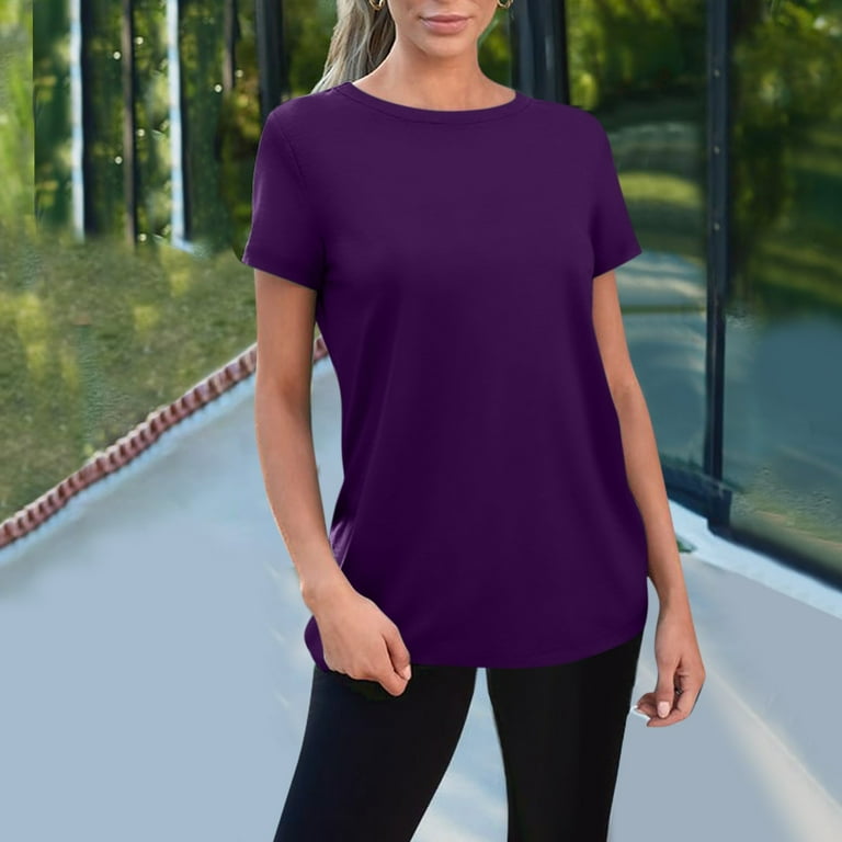 Purple short sleeve shirt womens discount