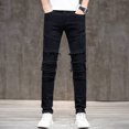 thumbnail image 4 of Printemps Automne Nouveau Slim Moto Jeans Stretch Plissée Mode Hip Hop Homme Haute Rue Pantalon Denim, 4 of 7