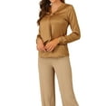 thumbnail image 4 of INSPIRE CHIC Women's Tie Neck Long Sleeve Elegant Button Cuff Office Shirt M Khaki, 4 of 7