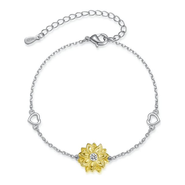 Pulseras De Girasol Plata 925 Joyeria Regalo Para Mujeres Plateado