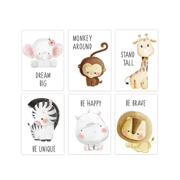 ZIG 6Pcs Cartoon Animal Posters Art Print Nursery Decoration Pictures Wall Paintings for Baby Room ZIG 6Pcs Cartoon Animal Posters Art Print Nursery Decoration Pictures Wall Paintings for Baby Room