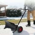 thumbnail image 1 of BeesClover Pelle Pousse-Neige de 29 Po de Large avec Roues, Pelle Pousse-Neige en Métal Robuste, Manche Ajustable, Lame Inclinée, Déneigement Efficace pour Chaussée, Entrée, 1 of 7