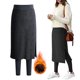 thumbnail image 2 of Leggings con forro polar Prolriy, leggings con falda, falda de tenis con leggings incorporados, faldas hasta la rodilla, leggings con bolsillos, faldas para mujer, leggings térmicos cálidos para, 2 of 4