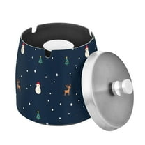 Yayeee Ashtray with Lid for Cigarette Smokeless Stainless Steel Home Ash Holder, Christmas Whimsy