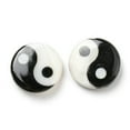 thumbnail image 2 of 20pc Printed Natural Freshwater Shell Beads Yin Yang Flat Round Beads Black 11~12x3~3.5mm Hole: 0.8mm, 2 of 3