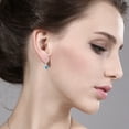 thumbnail image 3 of Gem Stone King 10K White Gold Swiss Blue Topaz and White Created Sapphire Dangle Earrings for Women (2.70 Cttw, Gemstone Birthstone, Oval 8x6mm), 3 of 5