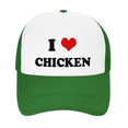 thumbnail image 2 of I Heart Chicken Love Food Funny Trucker Hat Mesh Cap Unisex Green, 2 of 5
