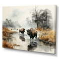 thumbnail image 2 of Designart "Misty Morning Grazing Grey Buffalo Serenity II" Animals Canvas Print, 2 of 5