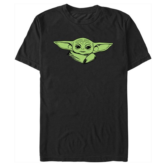 Men's Star Wars: The Mandalorian Grogu Green Head Graphic Tee Black Medium
