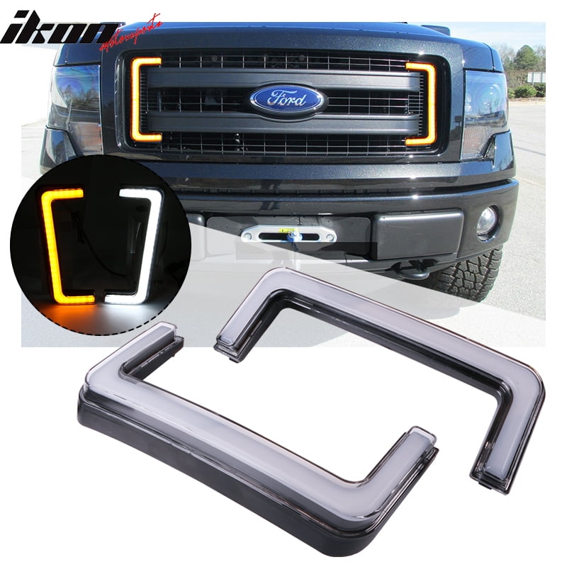 Compatible with 0914 Ford F150 STX Grill Switchback LED White DRL Amber Turn Signal Light