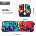 thumbnail image 3 of Rateoe Gaming Print Leather Pencil Case with Smooth Zipper, Compact Storage for Writing Tools & Art Supplies, 8.26" x 1.96" x 2.16", 3 of 7