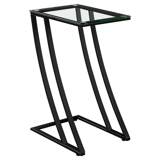 24" Black and Clear Contemporary ZShaped Rectangular Accent End Table