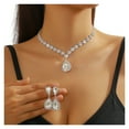 thumbnail image 2 of Tnobhg 2Pcs/Set Women Wedding Jewelry Set Waterdrop Shape Shining Faux Crystal Choker Necklace Dangle Earrings Set, 2 of 8
