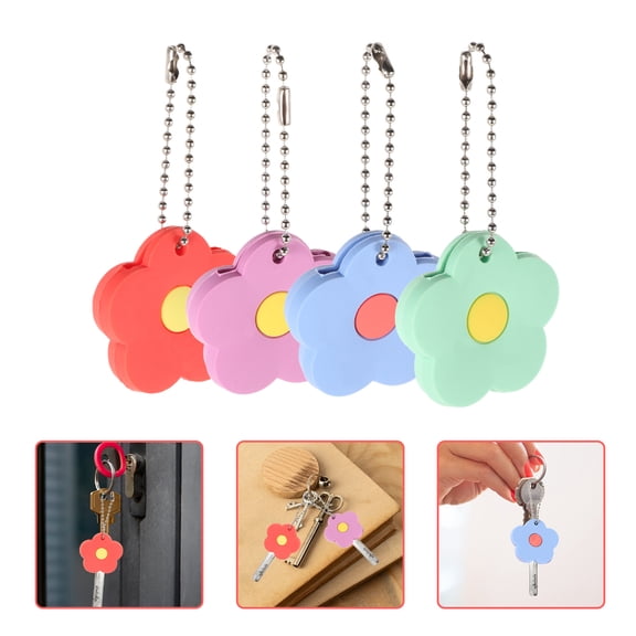 LABSERRON 4Pcs Key Identifier Covers Flower Shape PVC for Household Users Key Protection