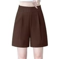 thumbnail image 2 of Blmnix Shorts Womens Long Shorts Cotton Shorts Bermuda Shorts Shorts Brown Elastic High Running Shorts Women,XXL, 2 of 9