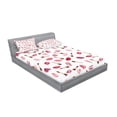 thumbnail image 2 of Ambesonne Cosmetics Fitted Sheet & Pillow Sham Set, Lipstick Kiss Makeup, Full, Burgundy and Pink, 2 of 2