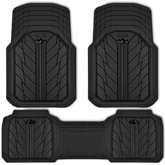 CAR GRAND Heavy Duty Rubber Car Floor Mats, Deep Dish Waterproof Car Mats All Weather, Universal Trim-to Fit Automotive Floor Mats for Car SUV Truck Van, Durable Floor Liners All Black