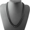 thumbnail image 2 of Heavy Black Tone Stainless Steel 15mm Curb Cuban Link Chain Necklace Bracelet, 2 of 5