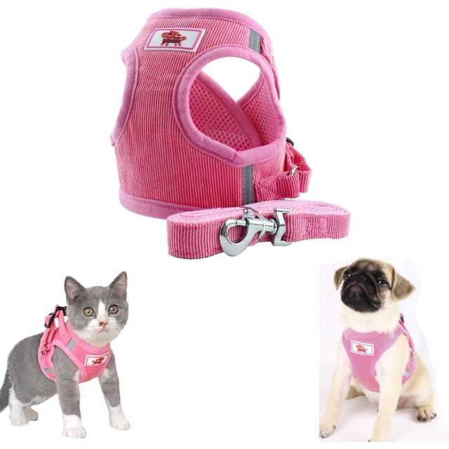 LAICAIW Dog Harness and Leash Set, No Pull Reflective Adjustable Pet Soft Mesh Chest Vest Harnesses Easy Control for Small Medium Dogs and Cats Outdoor Walking