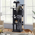 thumbnail image 2 of Yaheetech 70.1" Large Multi-Level Cat Tree with Double Condos & 3 Perches, Black, 2 of 8