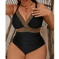 thumbnail image 4 of Ailaofu Women's Plus Size One Piece Swimsuit Ribbed Knit Patchwork Ruched Beachwear, 4 of 7