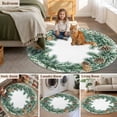 thumbnail image 5 of Round Rugs 6Ft, Green Botanical Round Area Rug Washable Indoor Throw Carpet, Pine Cones Needles Farmhouse Soft Non Slip Circle Rug for Office Cabinet Home Decor Aesthetic, 5 of 8