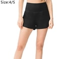 thumbnail image 2 of Pantalones cortos para correr para mujer, para entrenamiento, atletismo, gimnasio, yoga, con bolsillos para teléfono, color negro, 4/S,:;:;, 2 of 5
