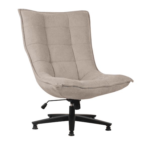 Impressions Vanity Brooke Vanity Chair with Textured Weave Upholstery, Tufted Backrest,  Metal Base