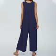 thumbnail image 2 of Women's Sleeveless Wide Leg Jumpsuit Casual Loose Button Front Pocket Romper, 2 of 4