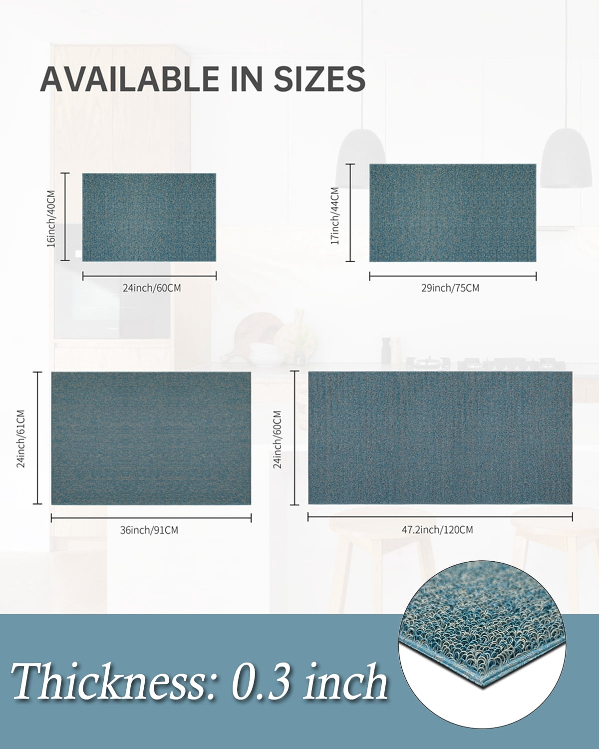 Artnice 17"x29" Front Door Mat Indoor Outdoor Entrance, Non Slip Rubber Backed Welcome Mats, Waterproof Resist Dirt Doormat Entryway Mats, Blue