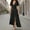 Black, variant on Kmdttou Women's Short Sleeve Loose Plain Dresses Fashion Women's Summer Temperament Solid Short Sleeve V-Neck Long Dress