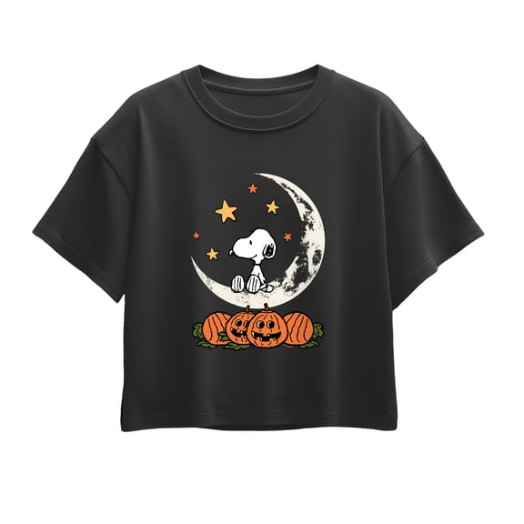 Peanuts - Snoopy Halloween Moon - Youth Girls Boxy T-Shirt