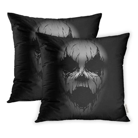 CMFUN Ghost Scary Face Creepy Demon Evil Dark Pillowcase Cushion Cover 16x16 inch, Set of 2