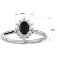 thumbnail image 5 of SuperJeweler 2/3 Carat Oval Shape Black Onyx and Halo Diamond Ring In Sterling Silver For Women, 5 of 6