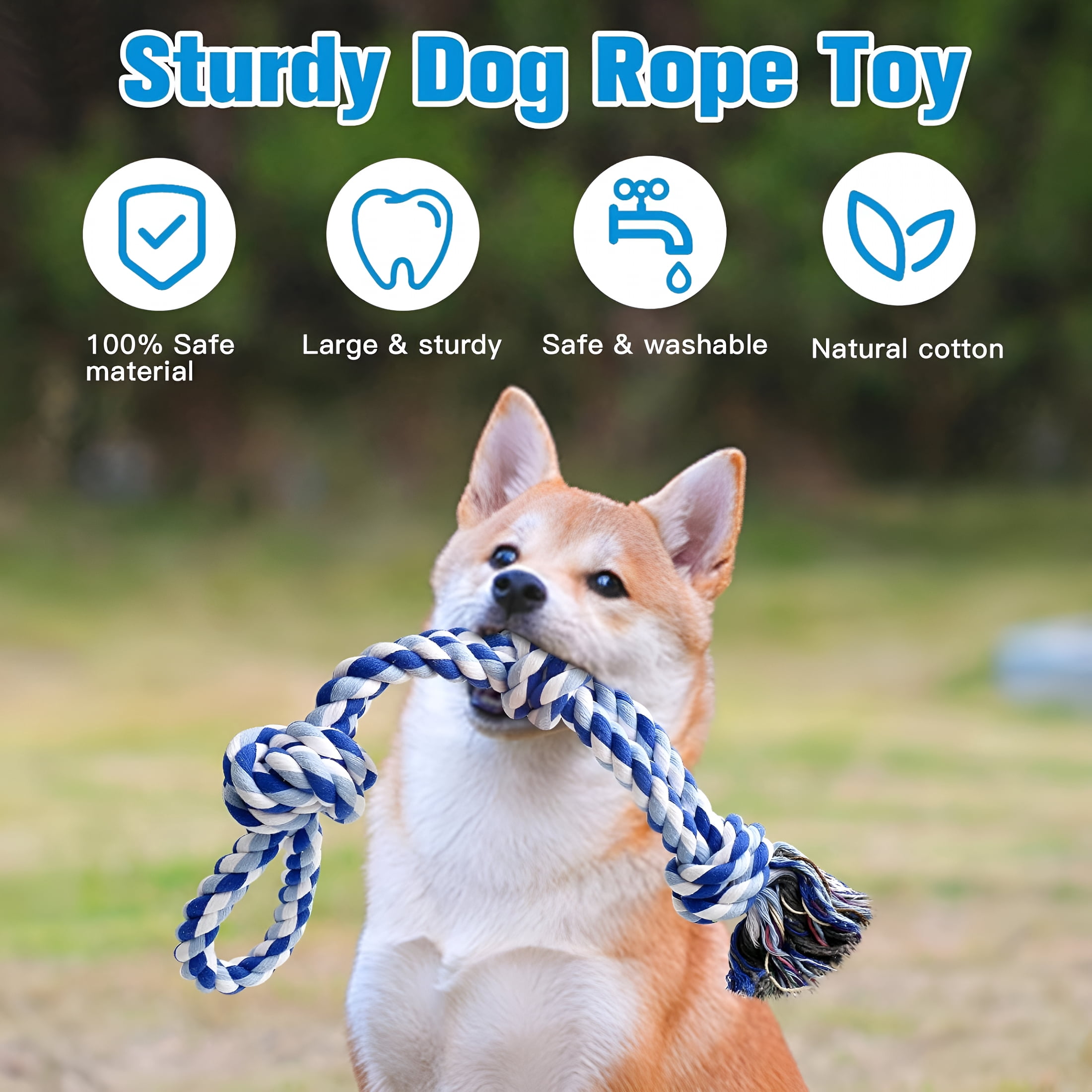 BESTSKY Dog Rope Toys 2 Nearly Indestructible Dogs Toy for Medium to Large Breed, Dental Cleaning Chew/Tug Toy for Boredom, Dog Grinding Teeth for Aggressive Chewers