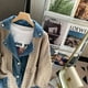 thumbnail image 2 of Suéter de retazos de mezclilla vintage de 200 libras de grasa, abrigo de moda para mujer, cárdigan holgado y grueso de otoño e invierno de 2023, 2 of 5
