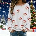 thumbnail image 2 of Hauts, T-Shirts et Chemisiers pour Femmes Décontractés à Imprimé de Noël, T-Shirt à Col Rond, Chemise à Manches Longues, Chemisiers Grande Taille pour Femmes, Blanc, G, 2 of 5